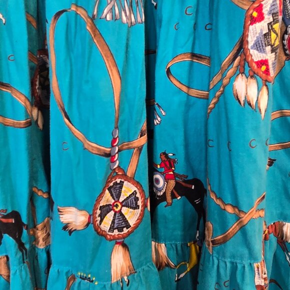 80's Miller Stockman Western Living  Long Skirt Blue Cowboy Western Size Medium - Picture 2 of 7